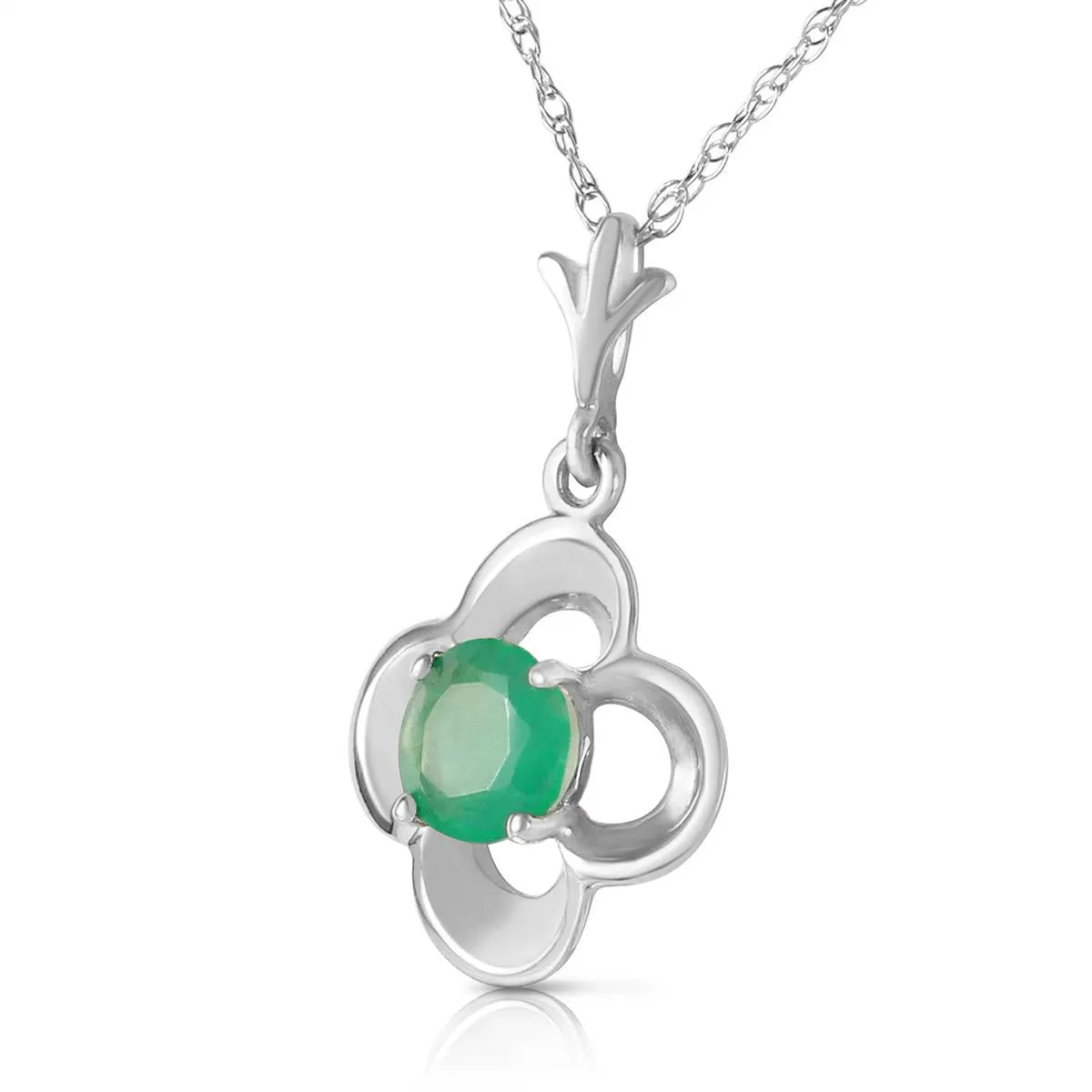 0.55 Carat 14K Solid White Gold Essential Spirit Emerald Necklace