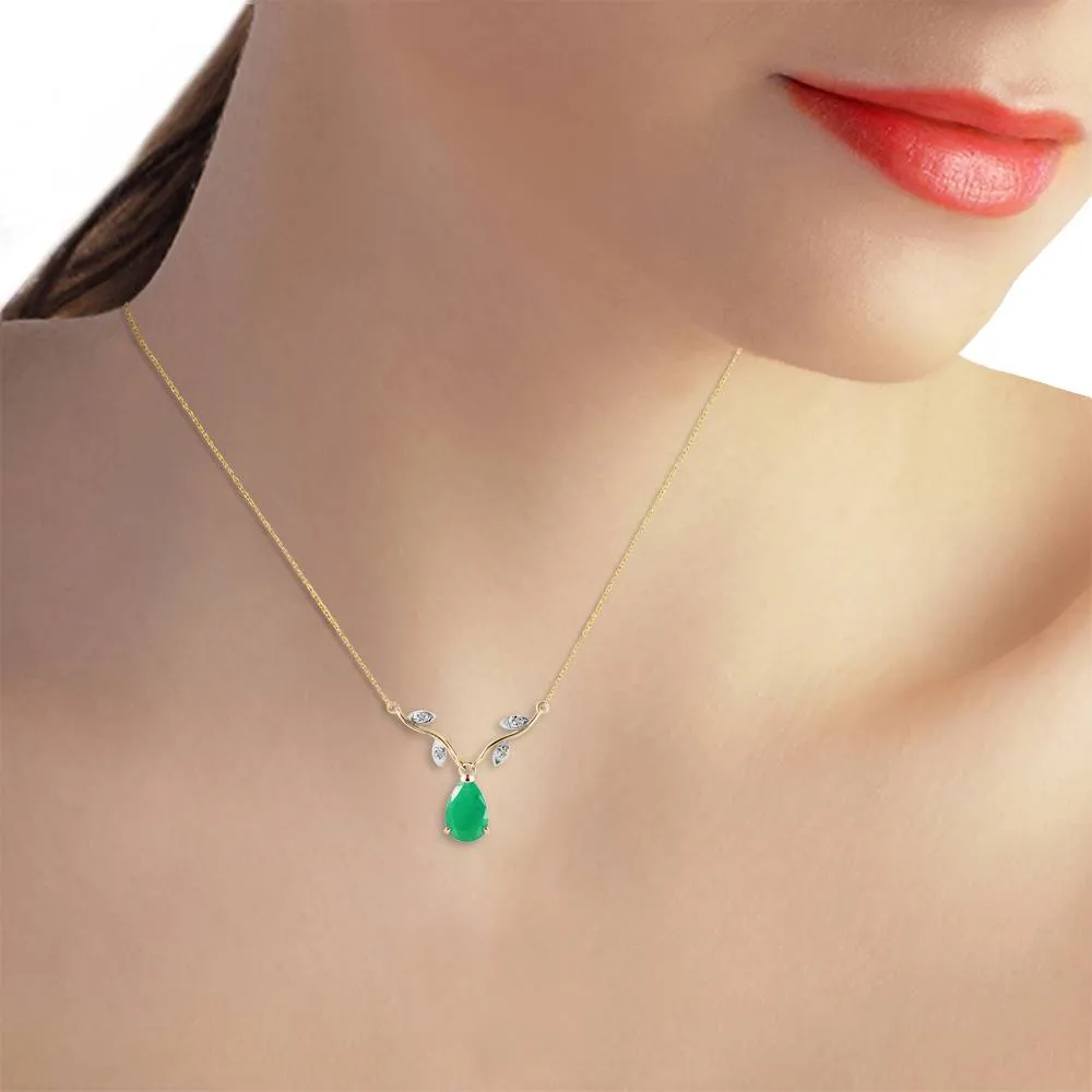 1.02 Carat 14K Solid Yellow Gold Tonight And Always Emerald Diamond Necklace