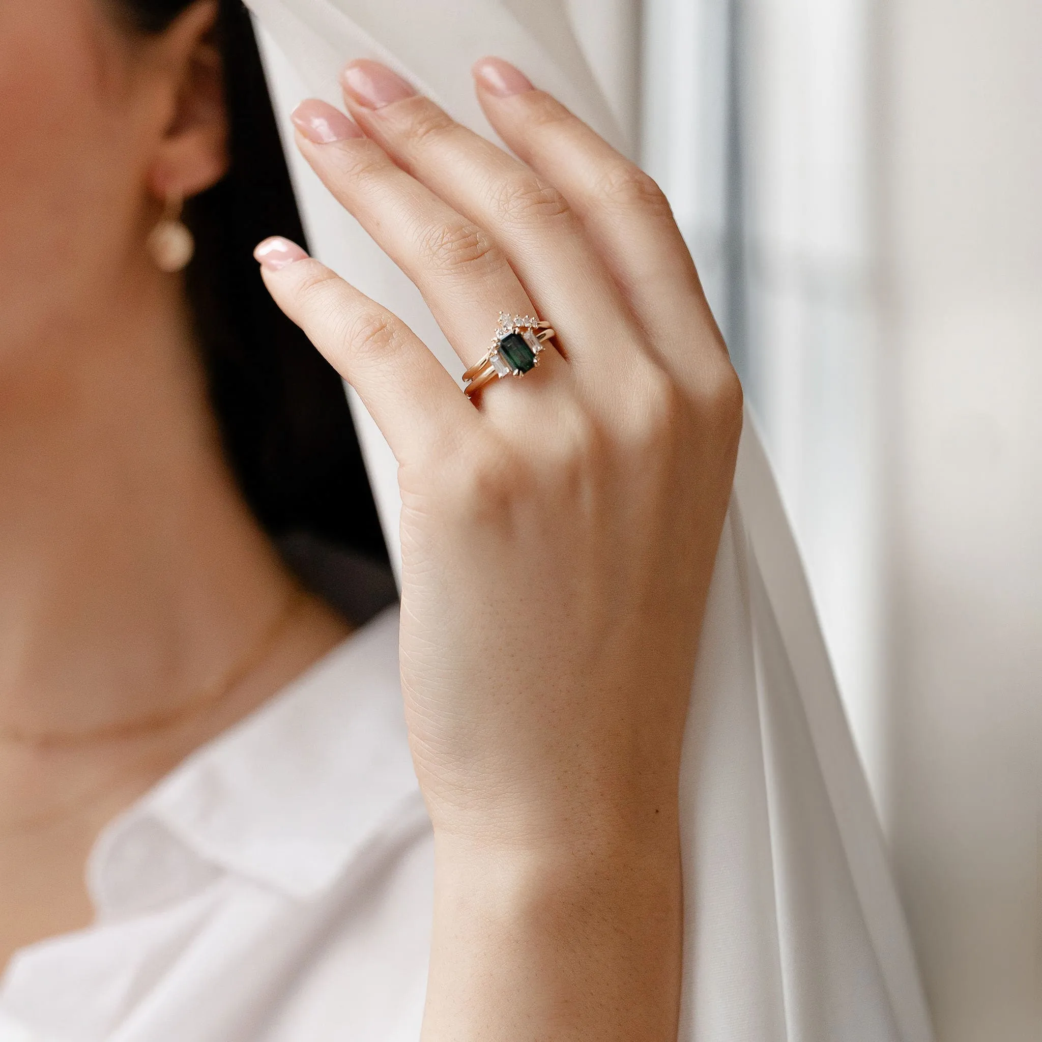 1.37ct Emerald Cut Green Sapphire Ring