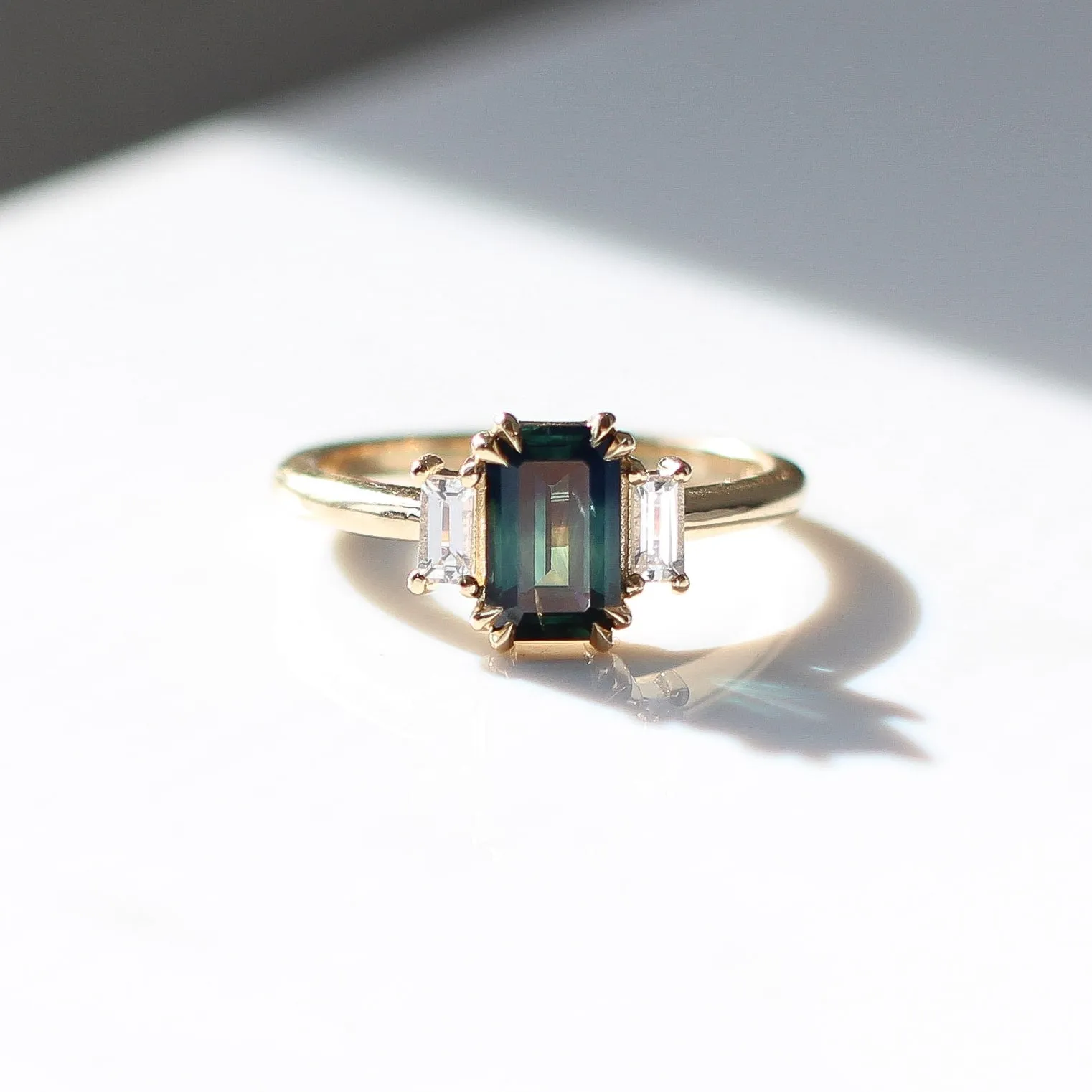 1.37ct Emerald Cut Green Sapphire Ring