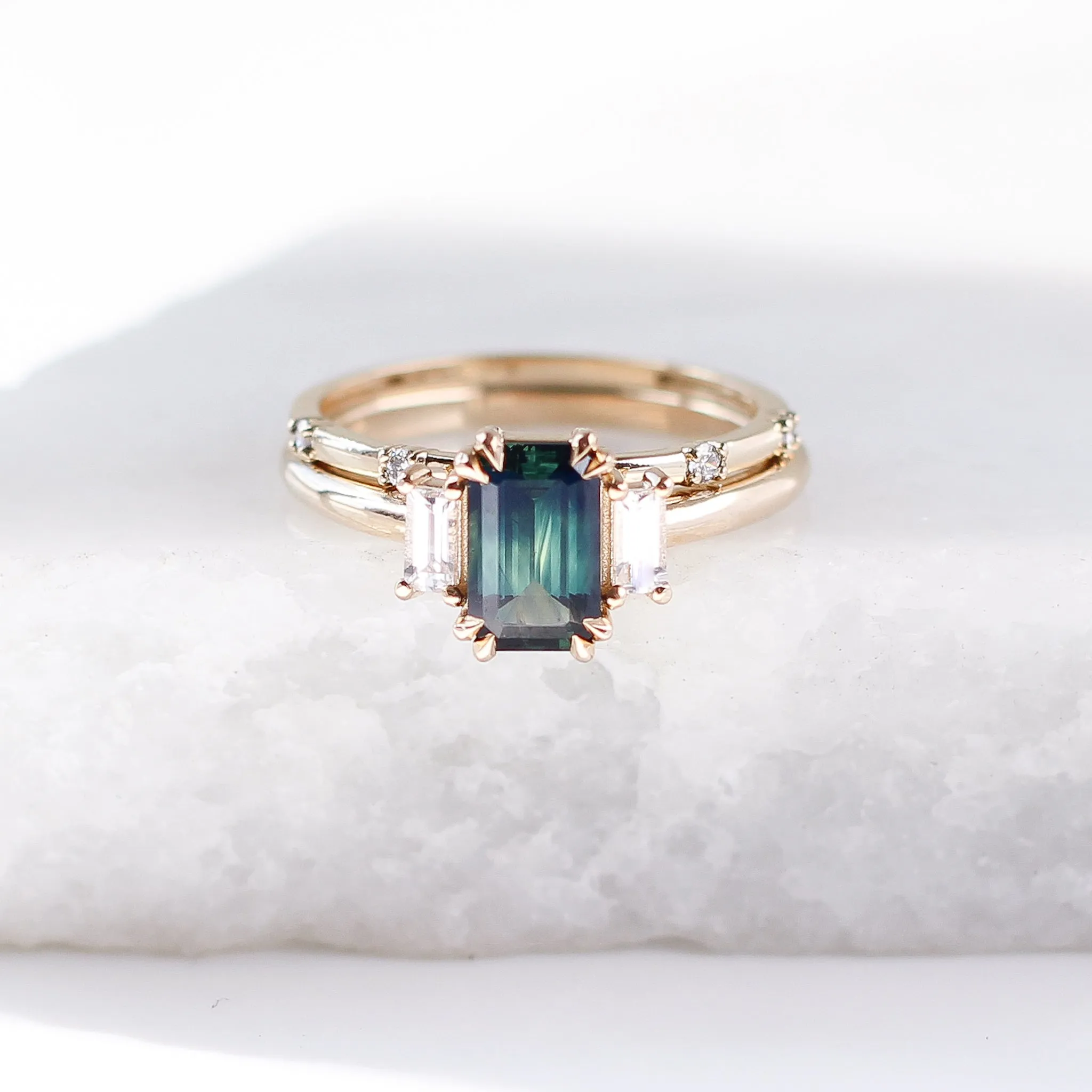 1.37ct Emerald Cut Green Sapphire Ring
