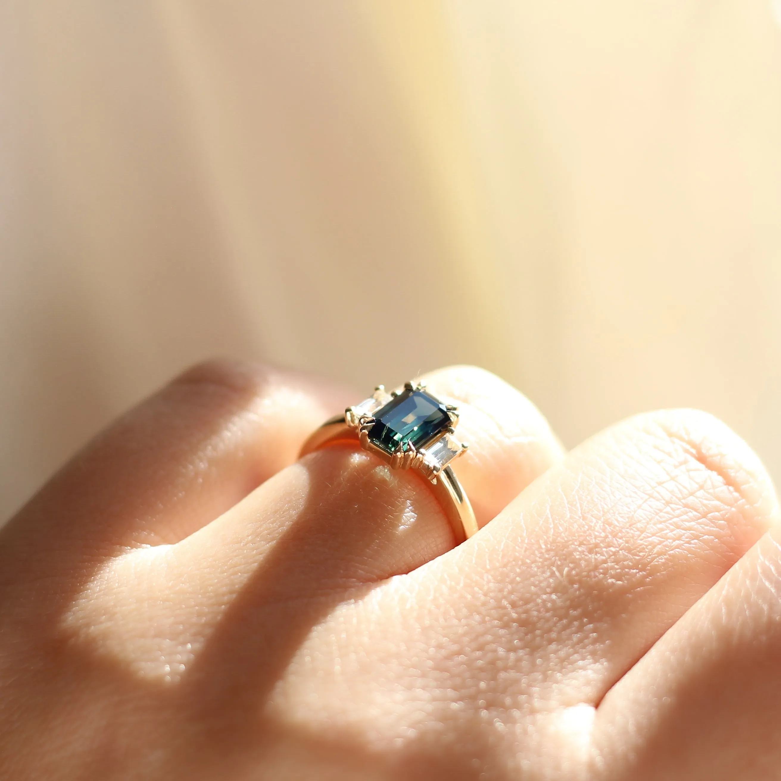 1.37ct Emerald Cut Green Sapphire Ring