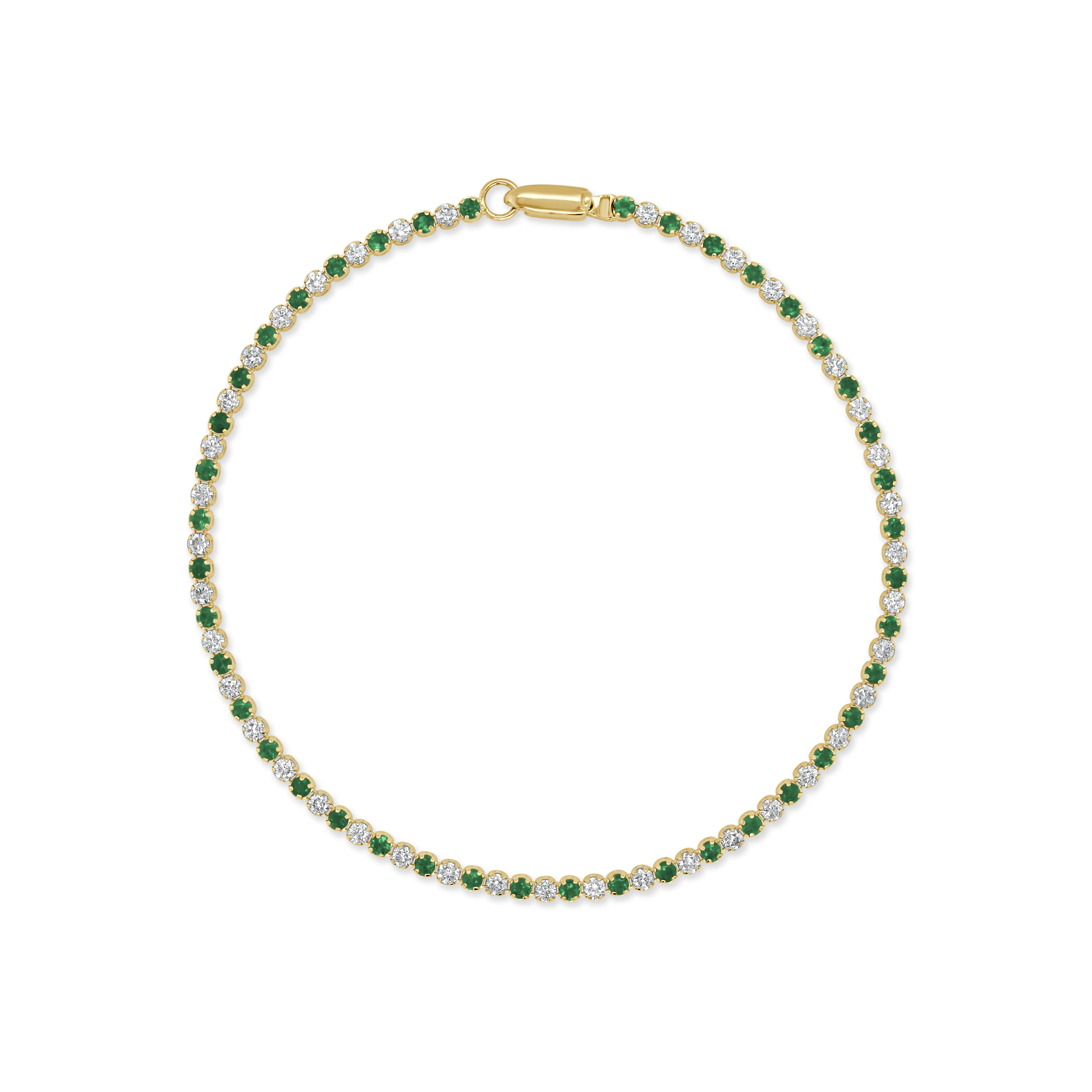 14K Gold Emerald & Diamond Alternating Tennis Bracelet
