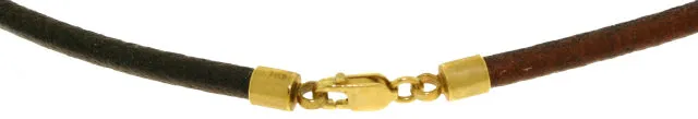 15.51 Carat 14K Solid Yellow Gold Leather Necklace Diamond Emerald