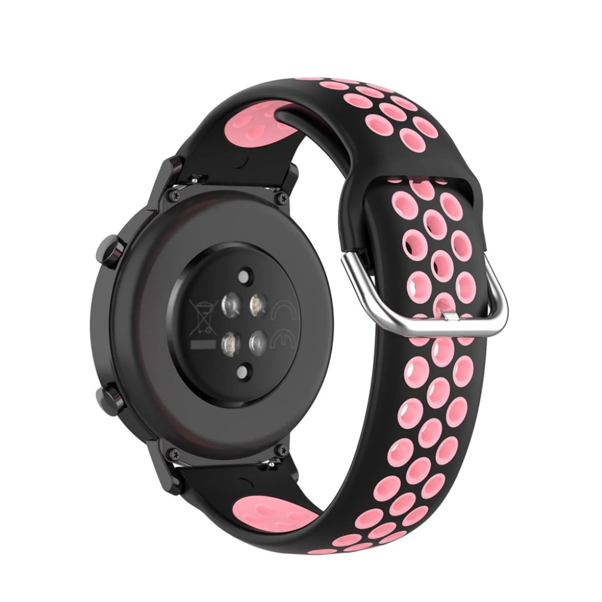 20mm Universal bi-color silicone watch strap - Black / Pink