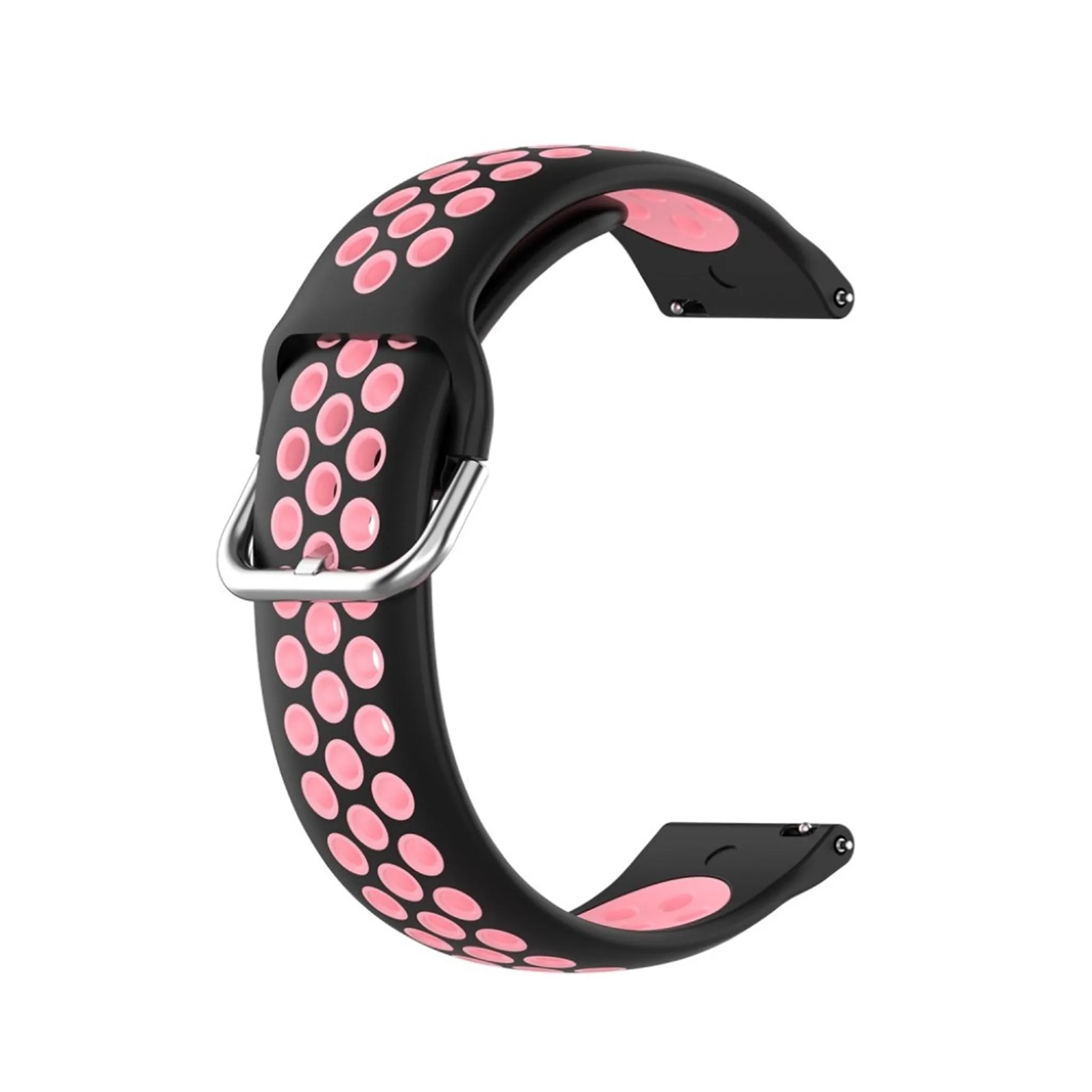20mm Universal bi-color silicone watch strap - Black / Pink