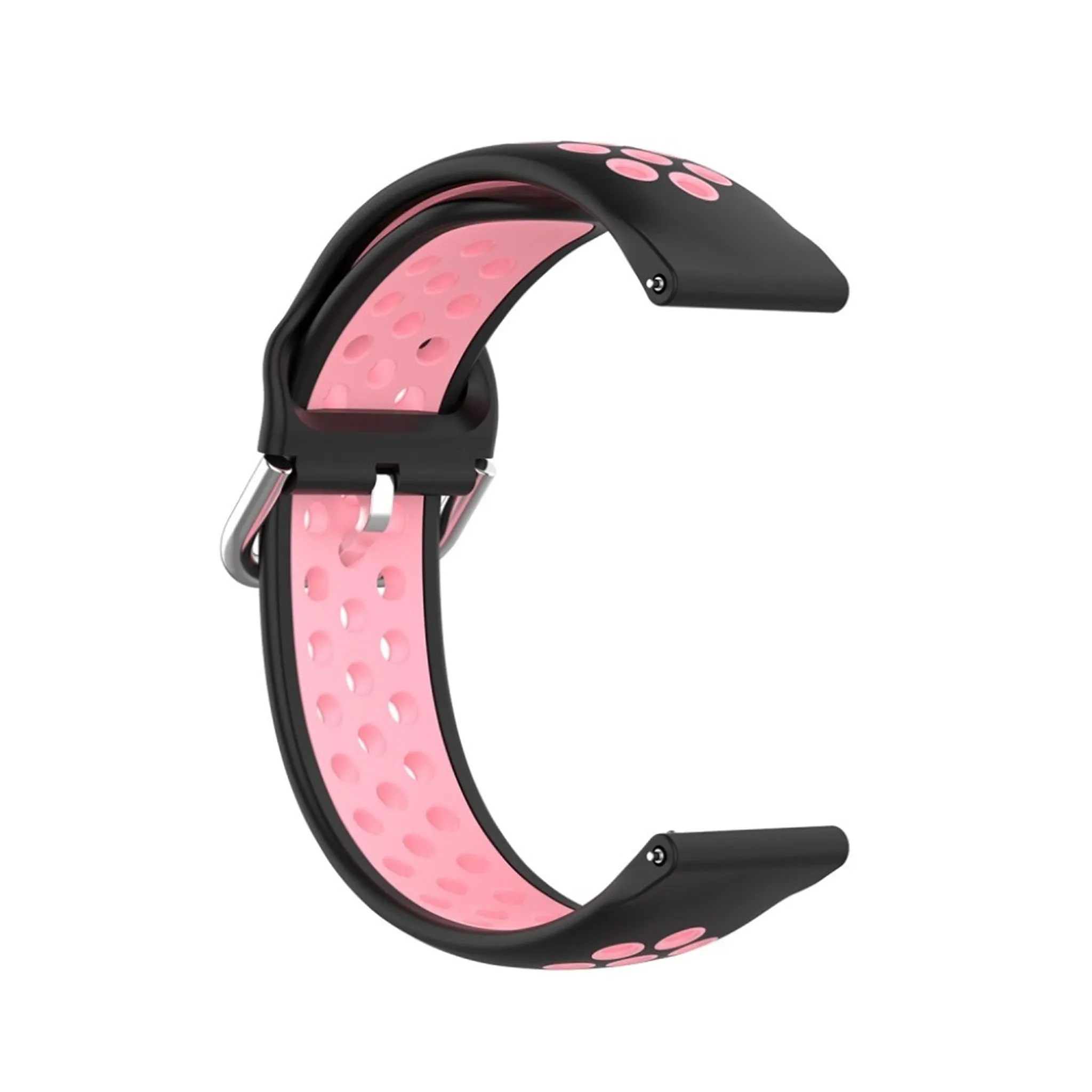 20mm Universal bi-color silicone watch strap - Black / Pink