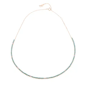 Adina - Turquoise   Diamond Half Riviera Necklace in Y14k