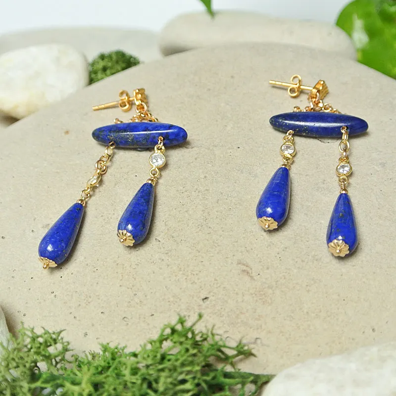 Alexandra Earrings - Lapis Blue