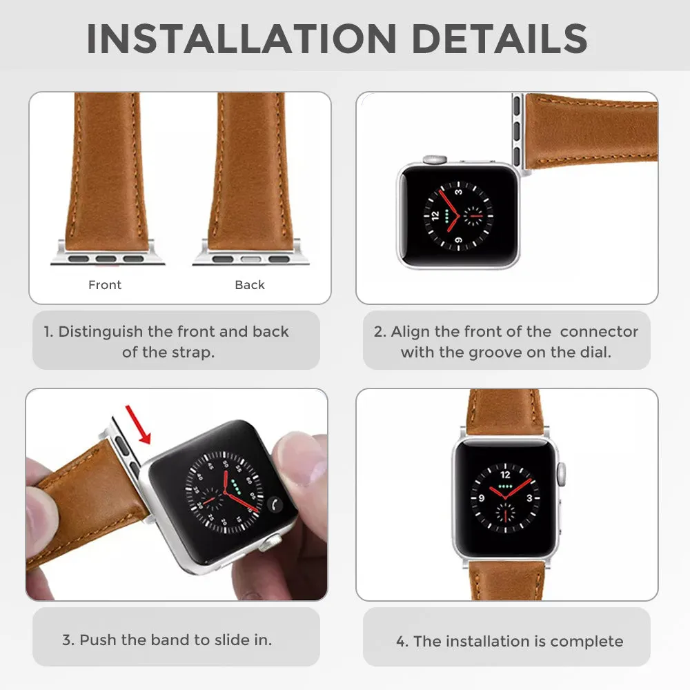 Apple Watch 41mm / 40mm / 38mm | Leather Watch Band Strap | Grey