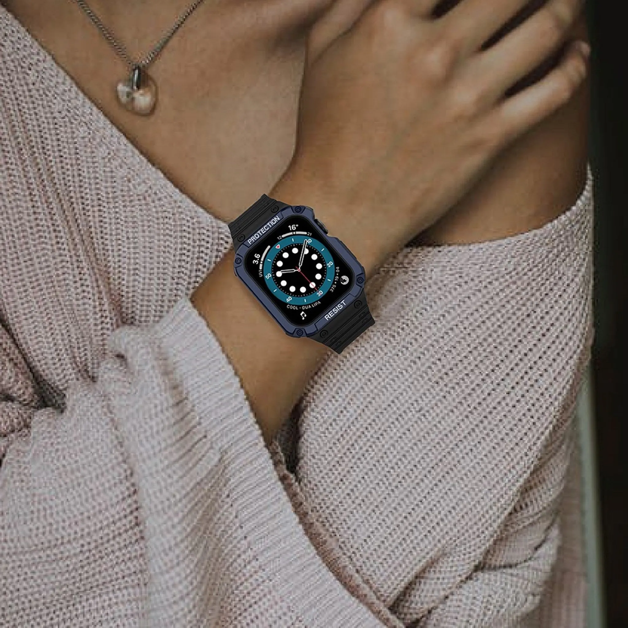 Apple Watch (41mm) unique TPU watch strap - Black / Blue