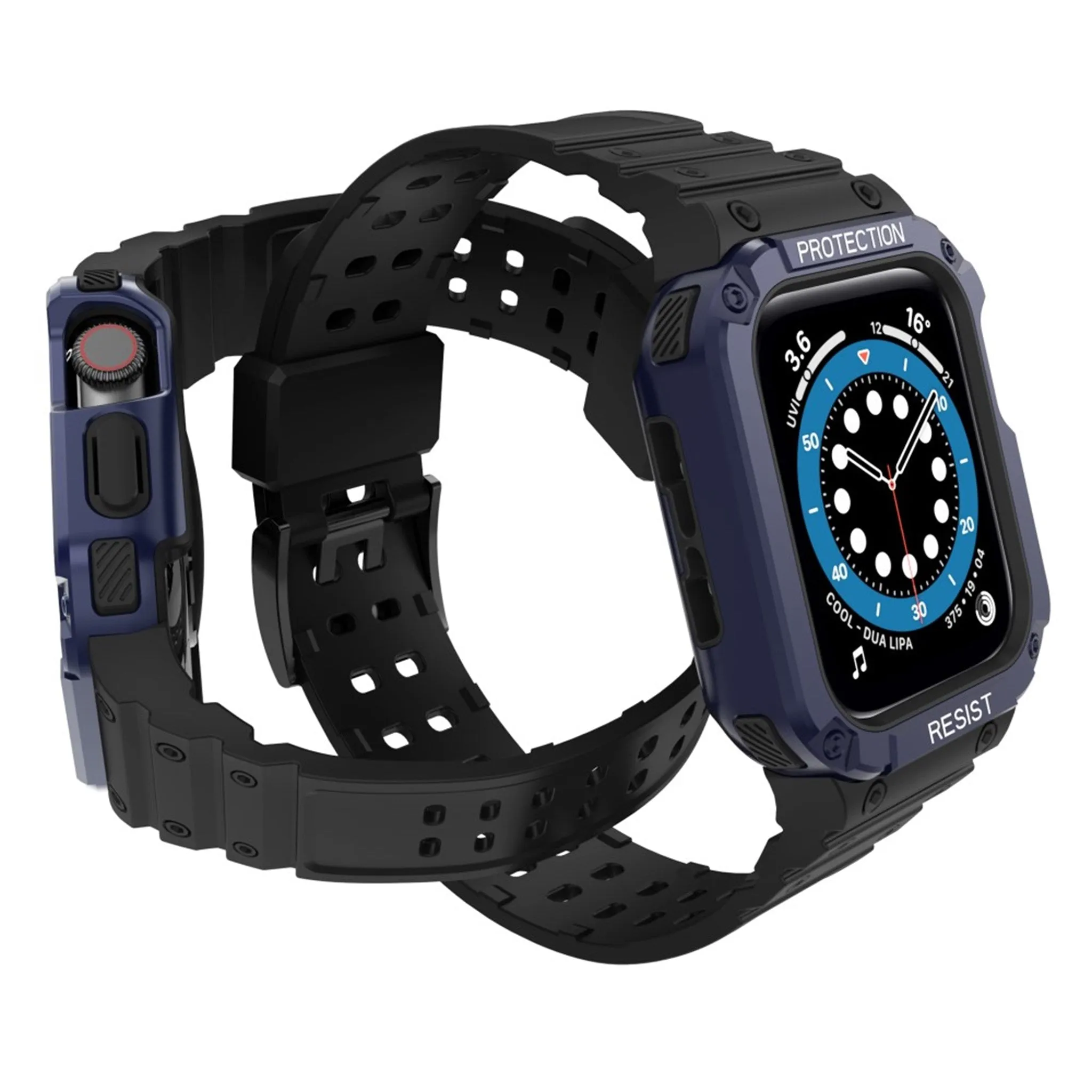 Apple Watch (41mm) unique TPU watch strap - Black / Blue