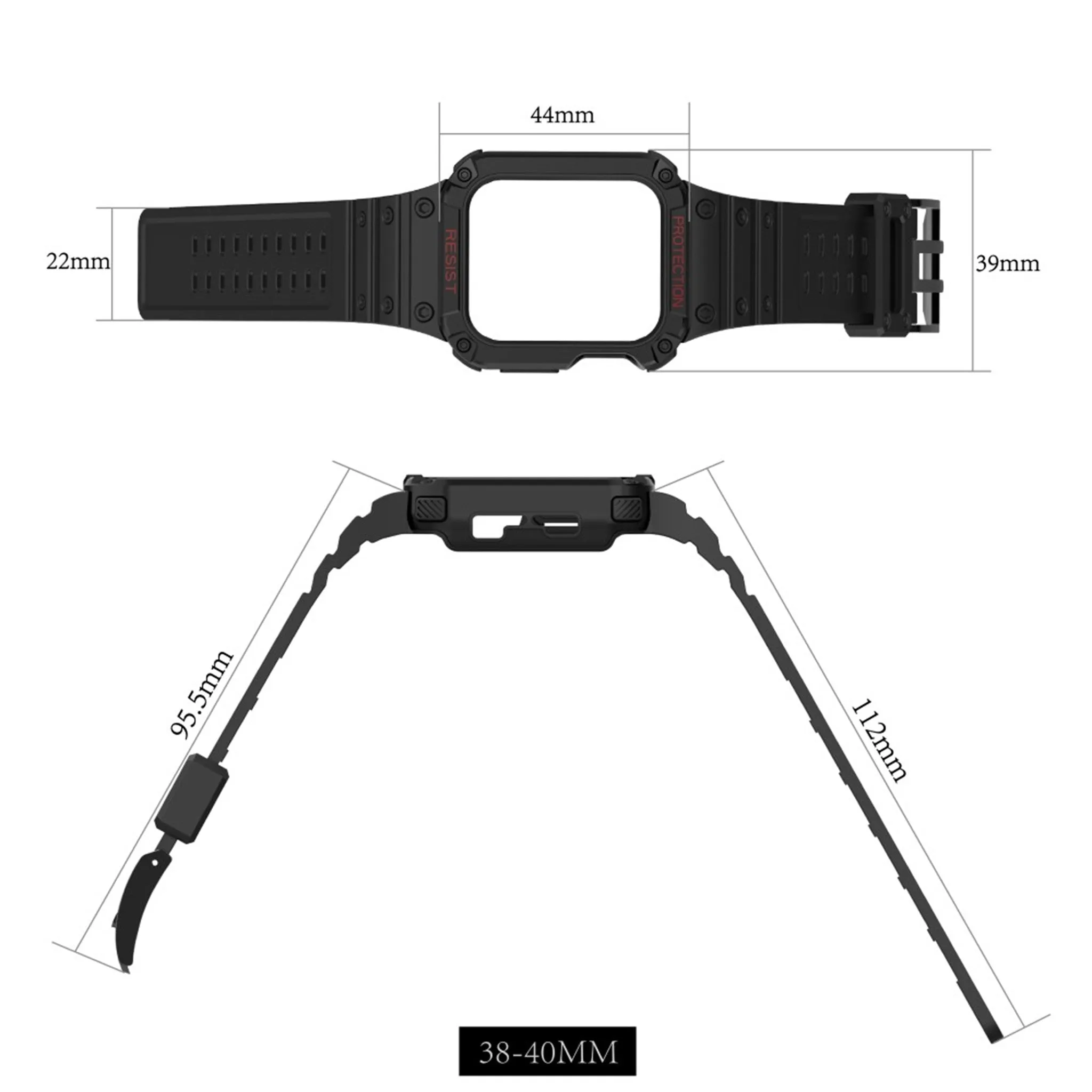 Apple Watch (41mm) unique TPU watch strap - Black / Blue
