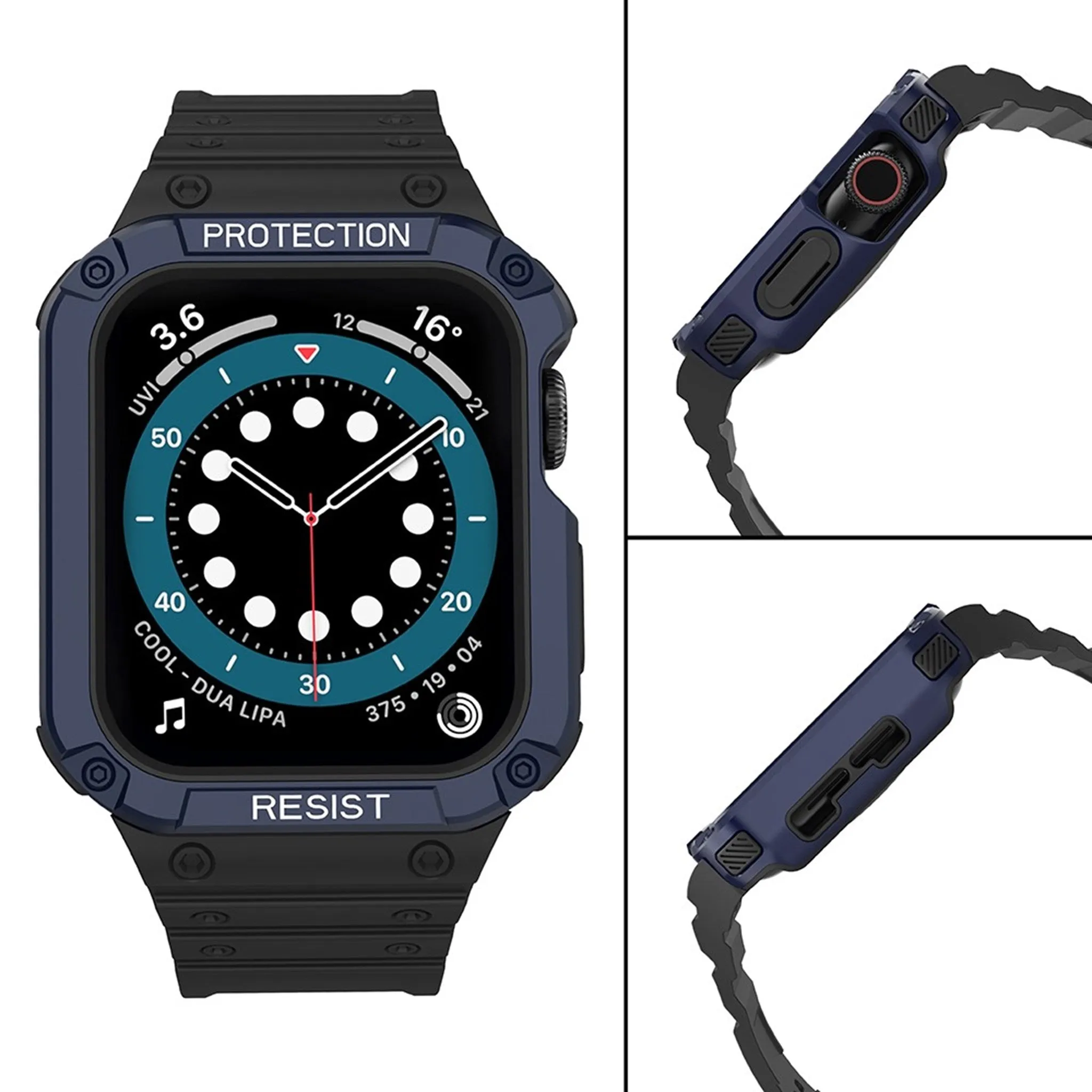Apple Watch (41mm) unique TPU watch strap - Black / Blue