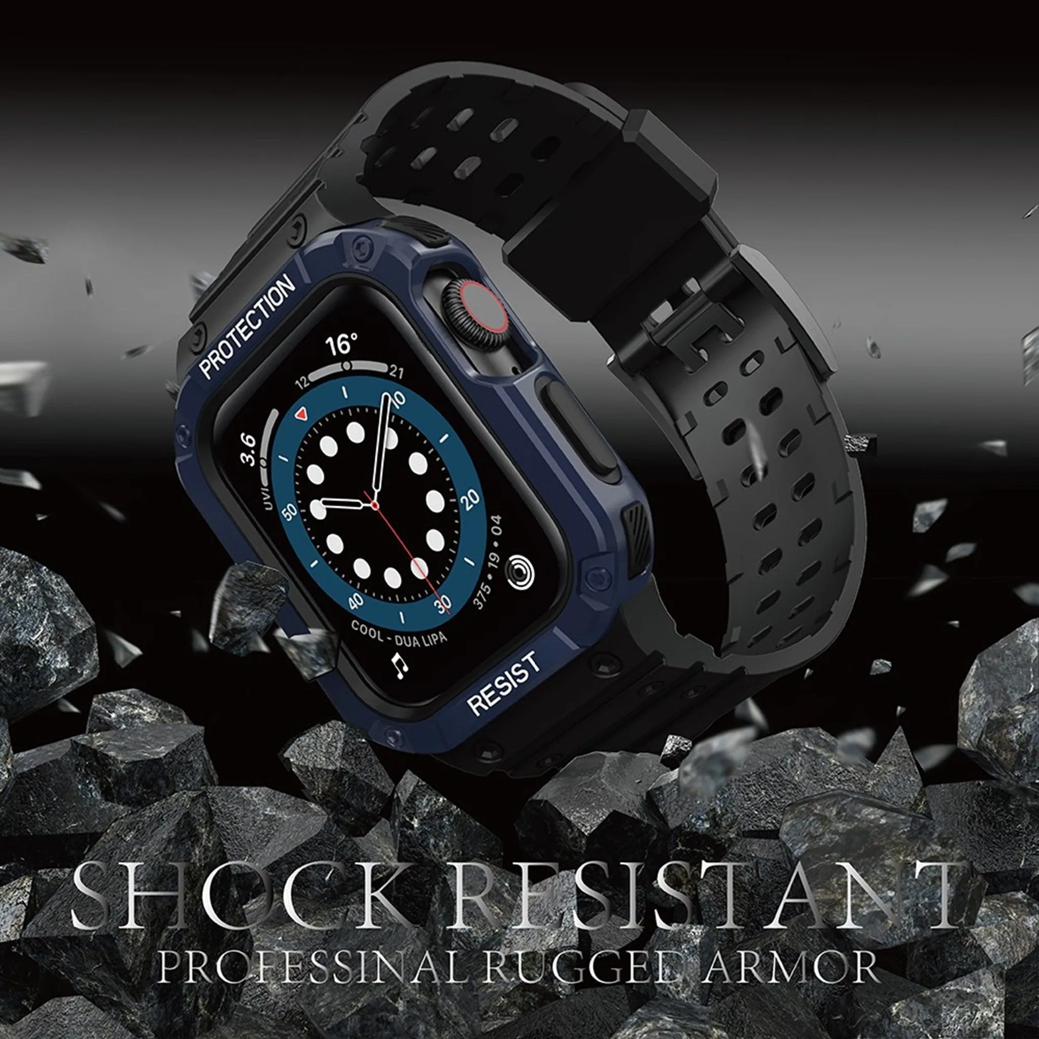 Apple Watch (41mm) unique TPU watch strap - Black / Blue