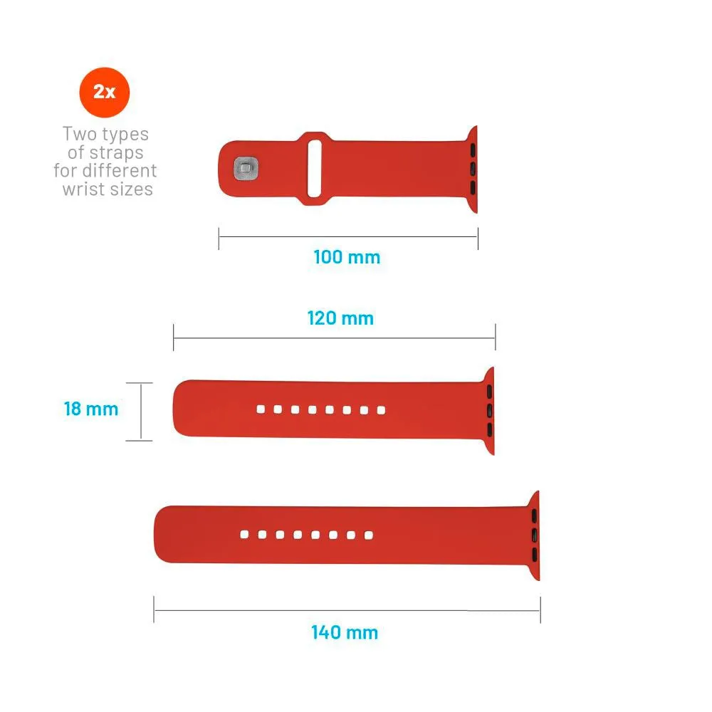 Apple Watch (42/44/SE/45/46/49mm) Fixed Sporty Silikone Rem Sæt - Rød