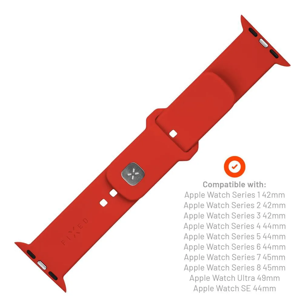 Apple Watch (42/44/SE/45/46/49mm) Fixed Sporty Silikone Rem Sæt - Rød