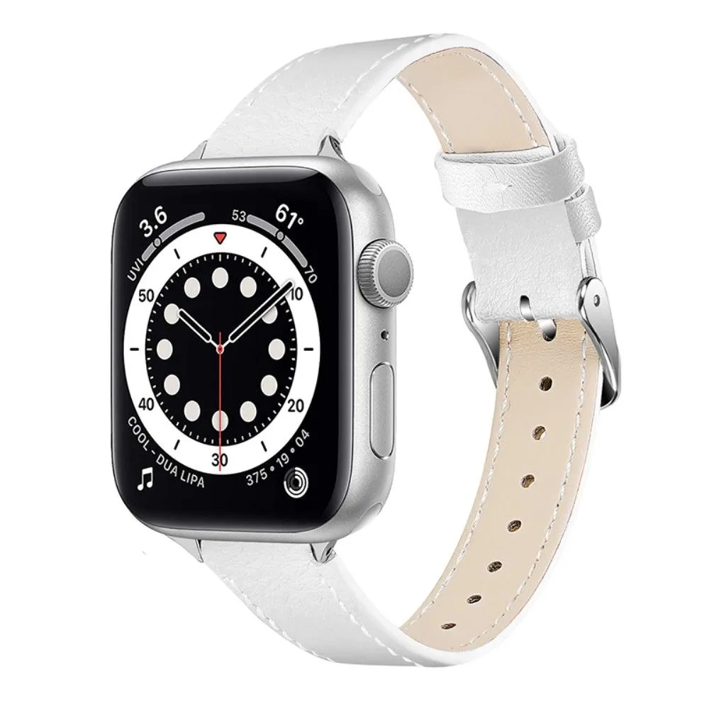 Apple Watch (45mm) elegant genuine leather watch strap - White