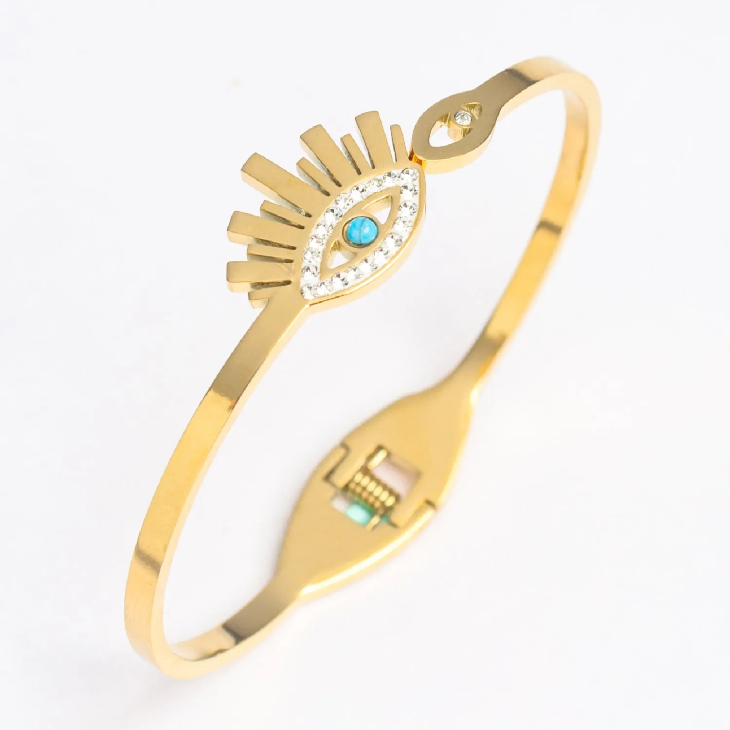 Artklim Gold Plated Evil Eye Bangle Bracelet