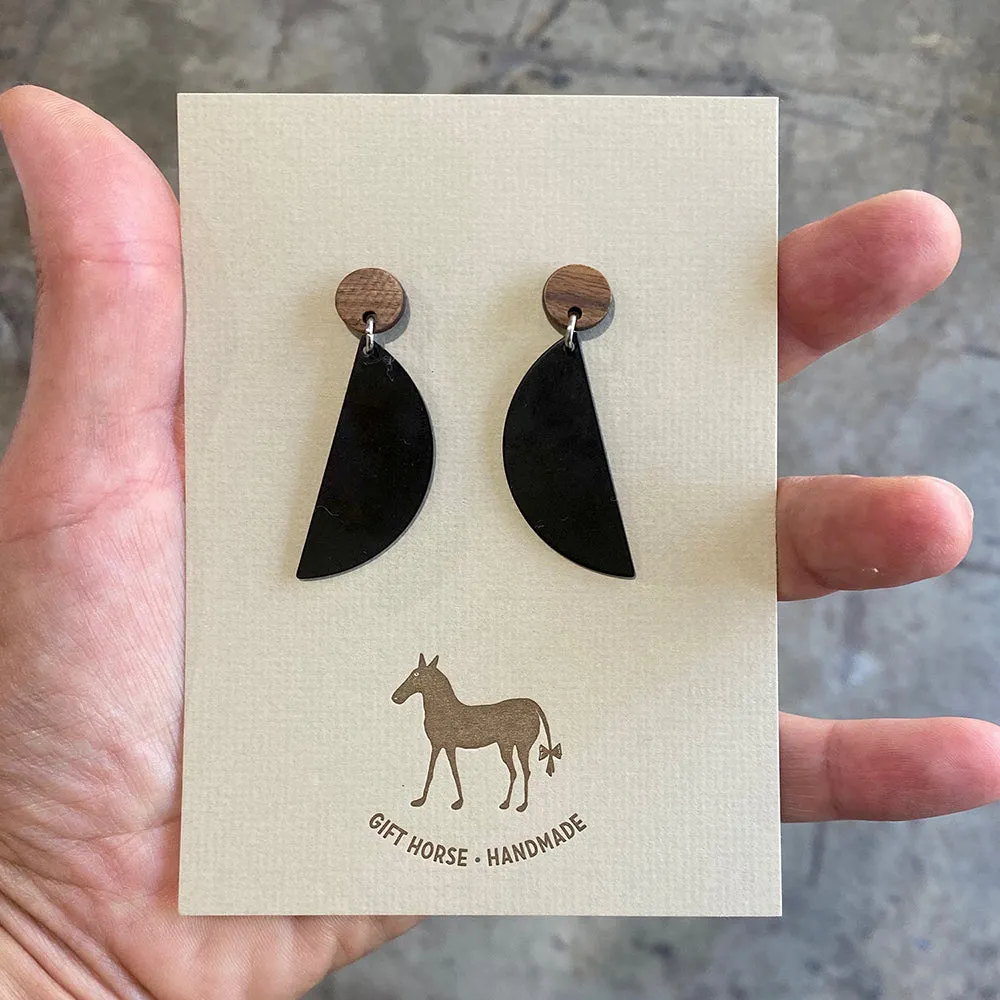 Black semi circle mobile earrings