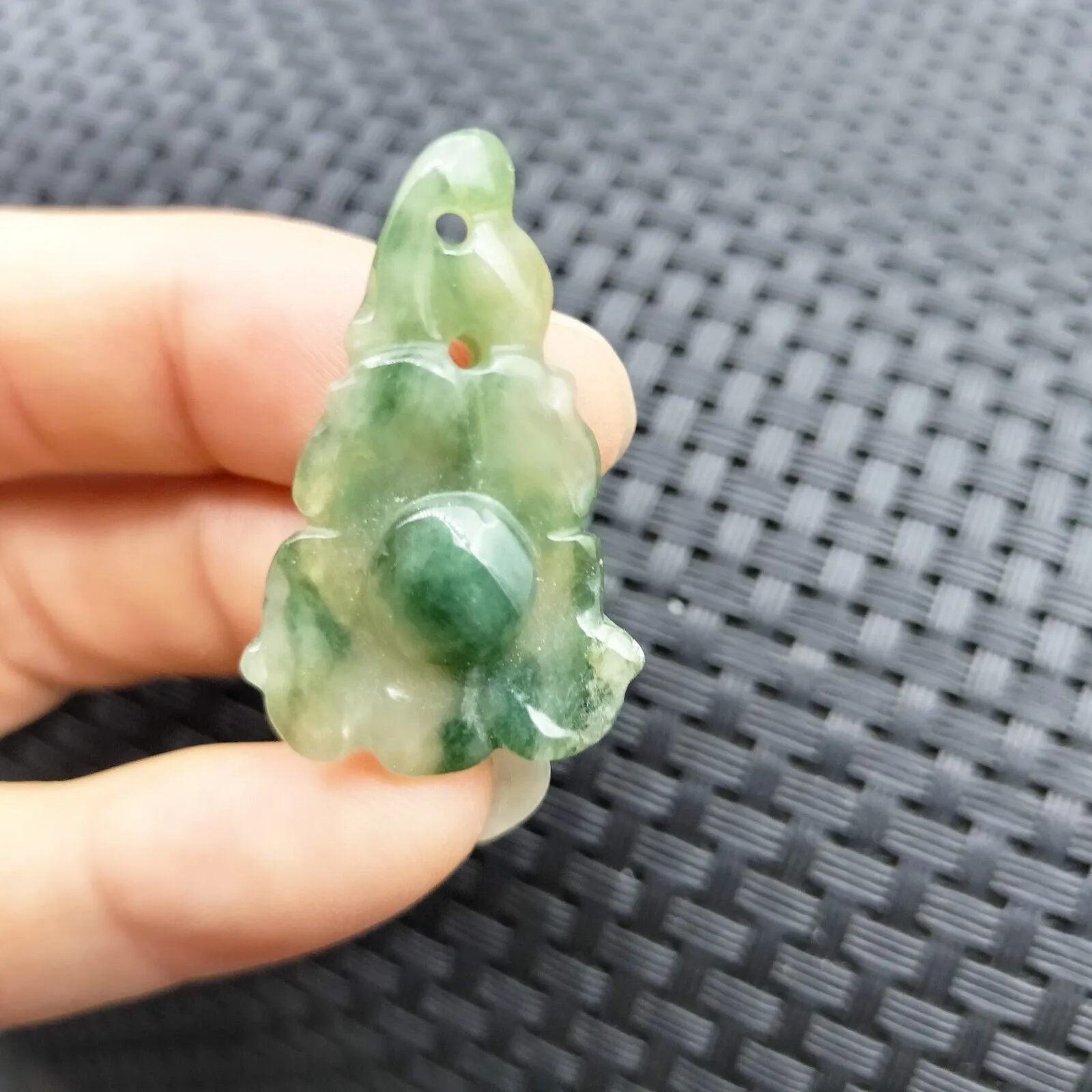 Certified Icy Green Natural Type A Jade Jadeite Carved Pendant Morning Glory Flower Necklace