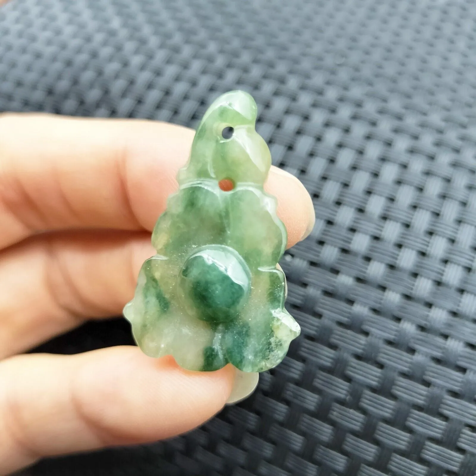 Certified Icy Green Natural Type A Jade Jadeite Carved Pendant Morning Glory Flower Necklace
