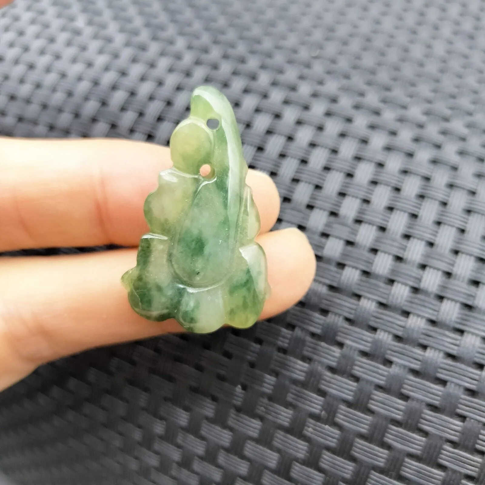 Certified Icy Green Natural Type A Jade Jadeite Carved Pendant Morning Glory Flower Necklace