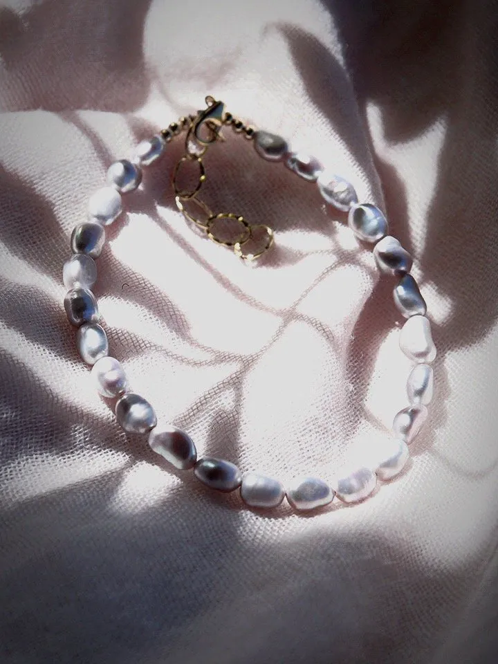 Chunky Gray Pearl Anklet - Ala