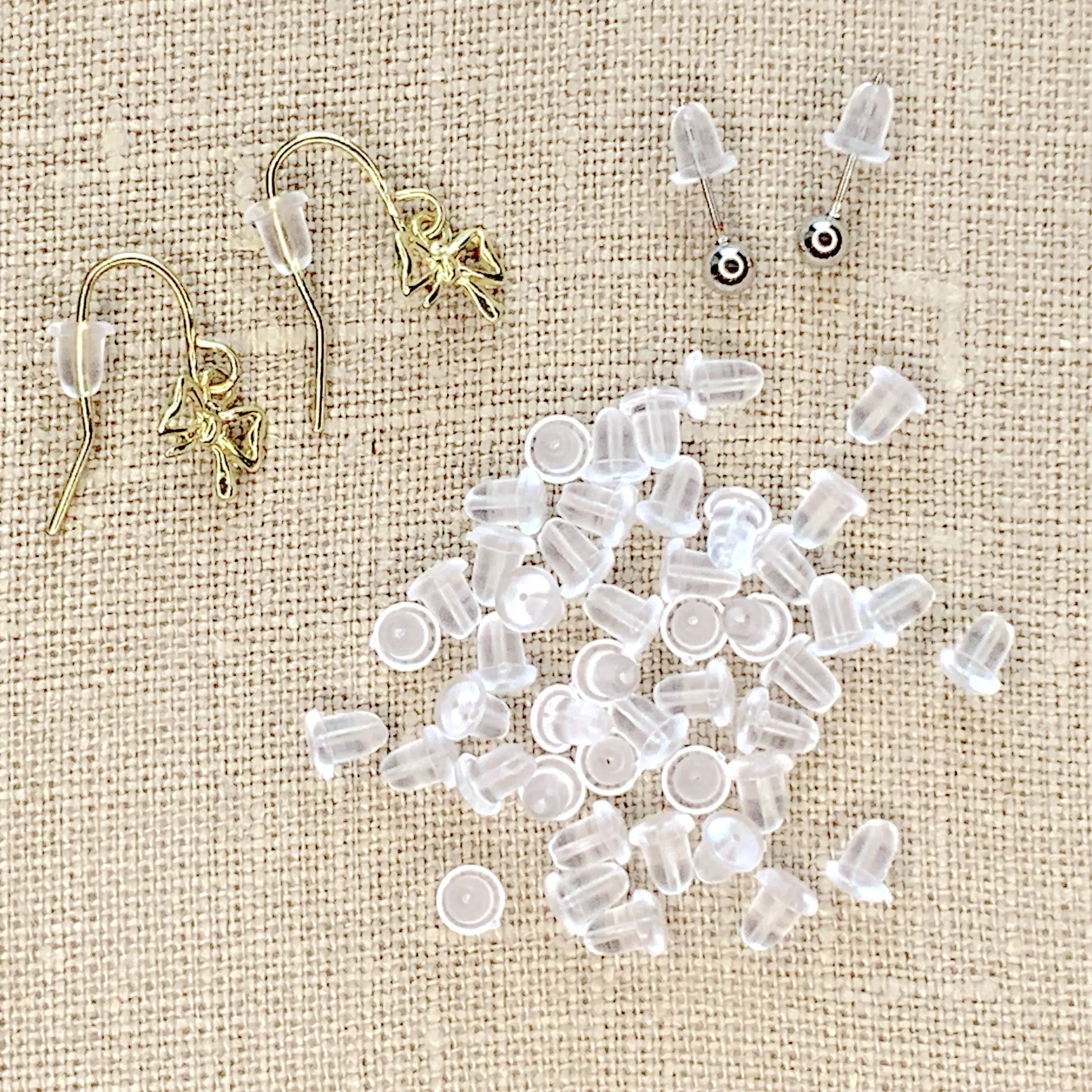 Clear Bullet Post or Hook Earring Backs 30pc