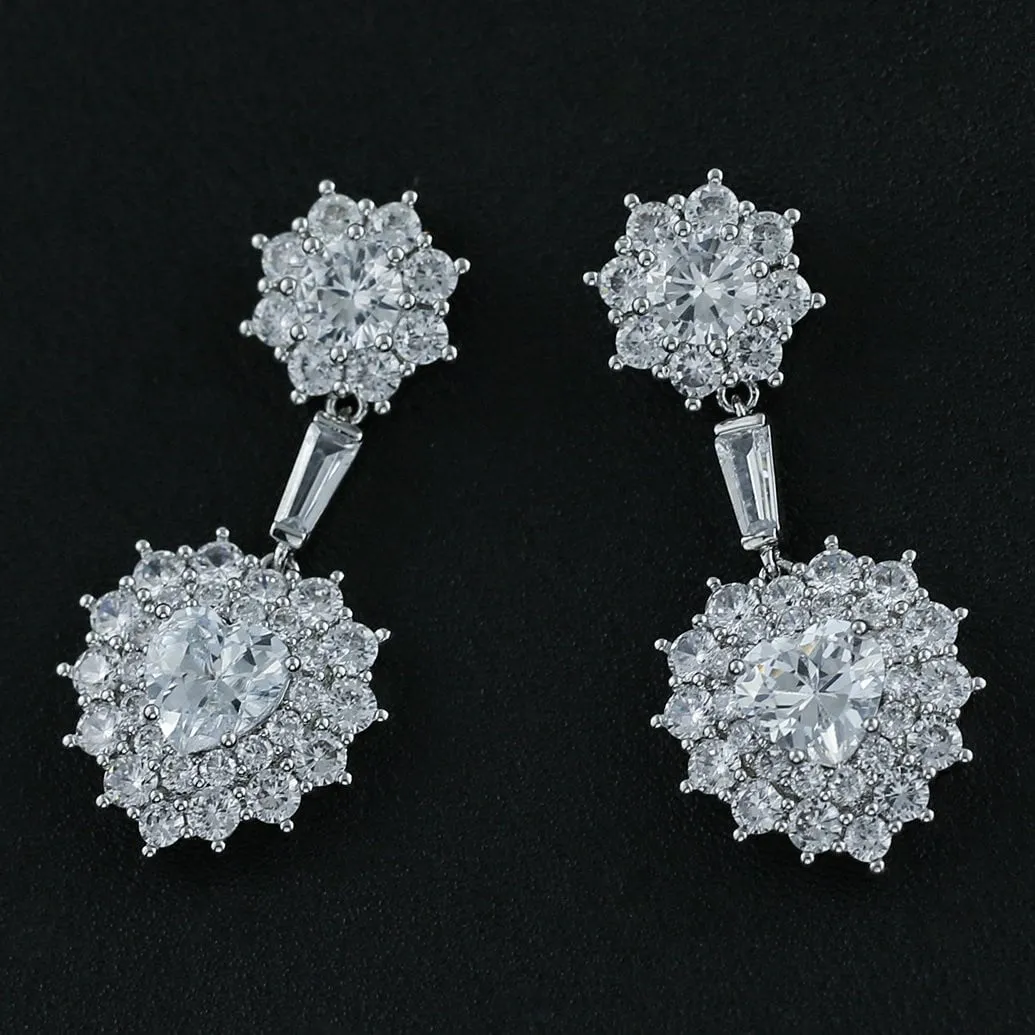 Cubic Zircon CZ Copper Wedding Dangle Wedding Earring  CE10629