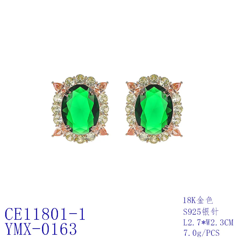 Cubic Zircon Earrings for Wedding, Stud Earring for Bride, Women Girl Birthday Party Jewelry CE11801