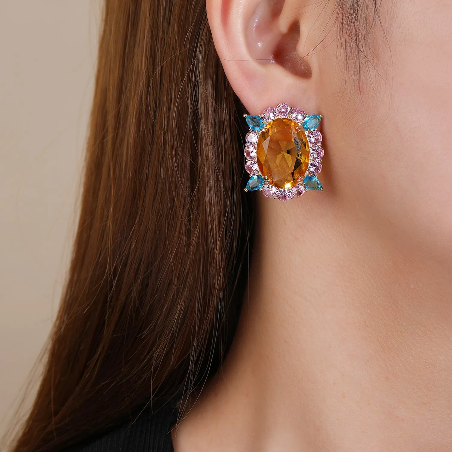 Cubic Zircon Earrings for Wedding, Stud Earring for Bride, Women Girl Birthday Party Jewelry CE11801