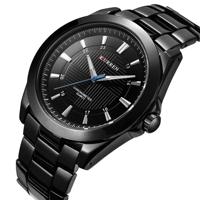 Curren 8109 Man Top Brand Stainless Steel Big Dial Watches Quartz Business Watch SILVER AND BLACK