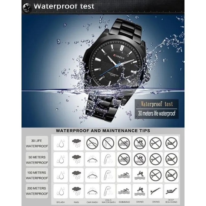 Curren 8109 Man Top Brand Stainless Steel Big Dial Watches Quartz Business Watch SILVER AND BLACK