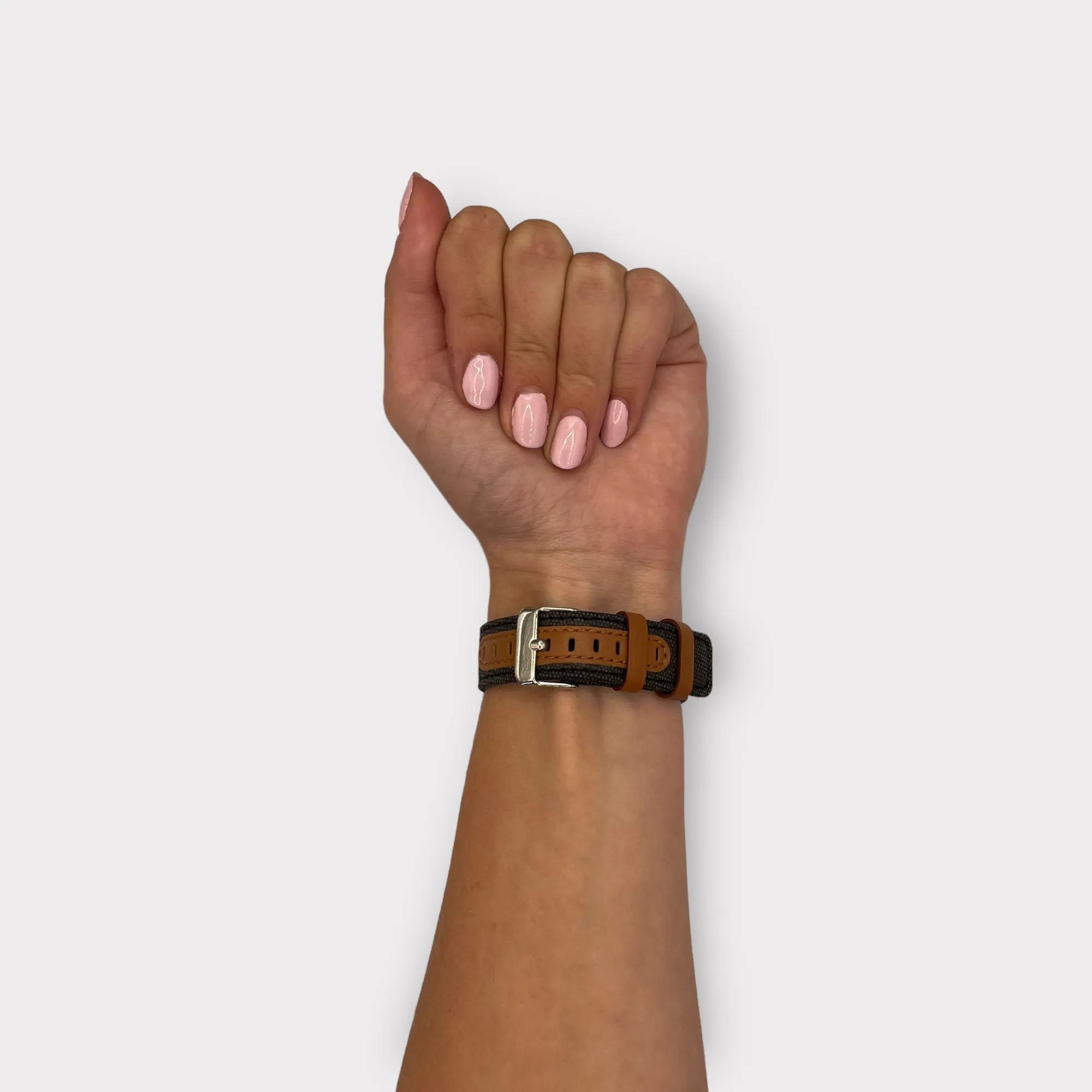 Denim & Leather Watch Straps Compatible with the Xiaomi Amazfit Smart Watch, Smart Watch 2