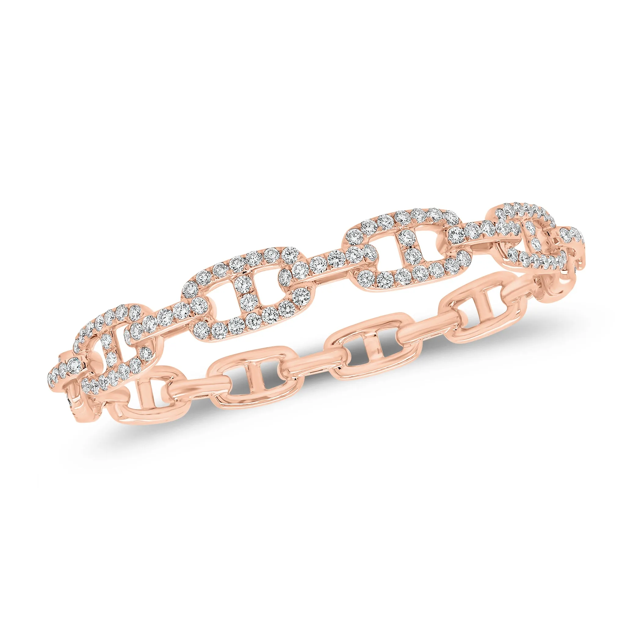 Diamond Tri-Link Bangle Bracelet
