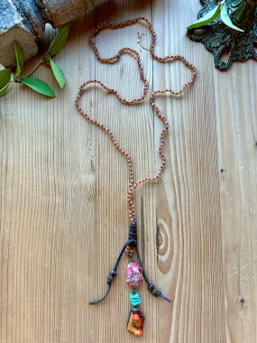 Earthy Brights Hand Knotted Long Necklace