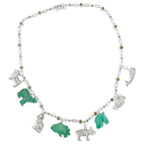 Emerald & Diamond Estate Charm Necklace