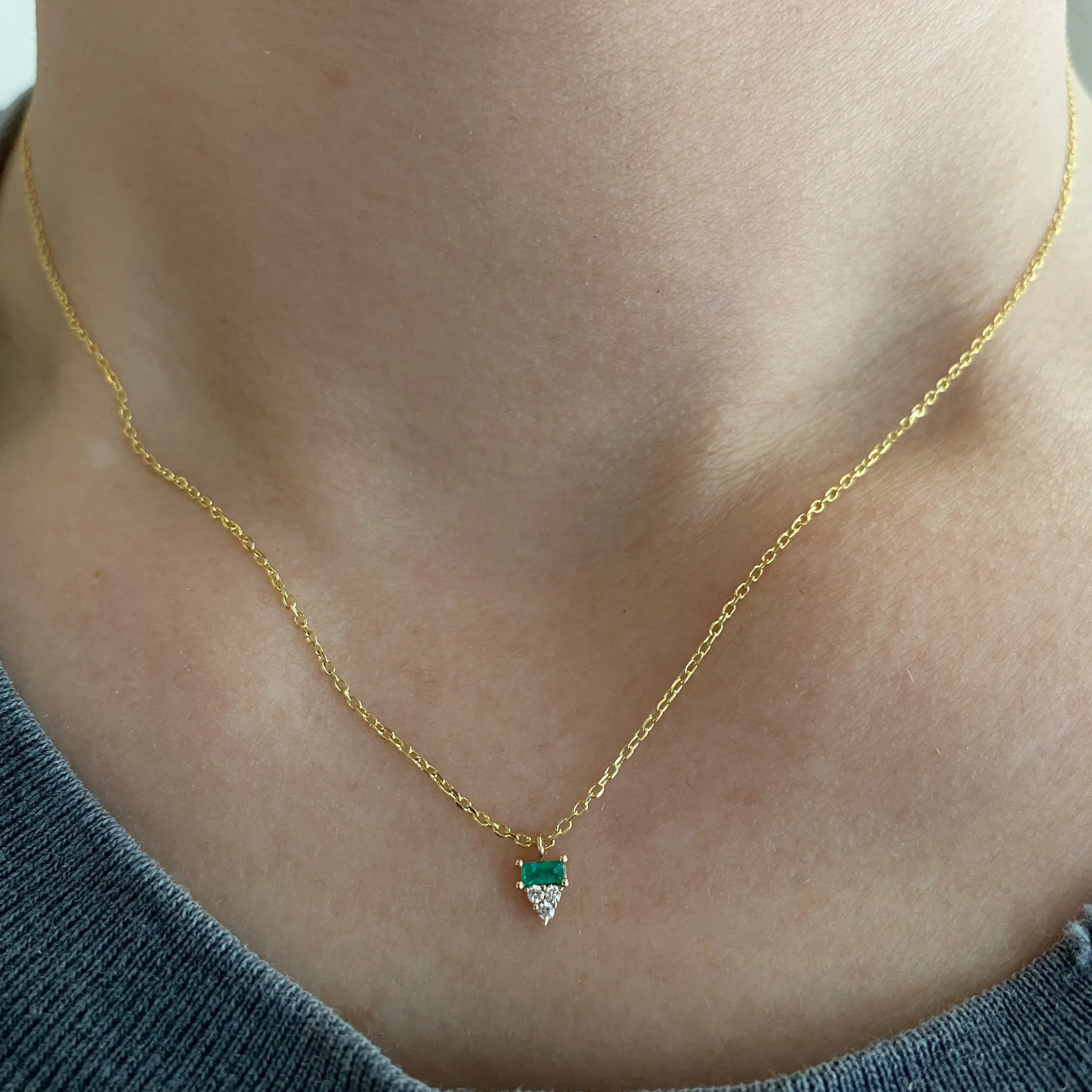 Emerald Baguette Cluster Necklace