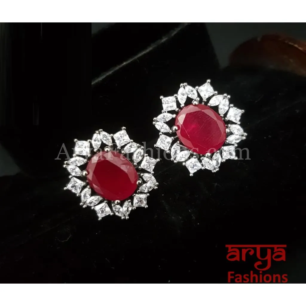Eshani CZ Black Victorian Studs