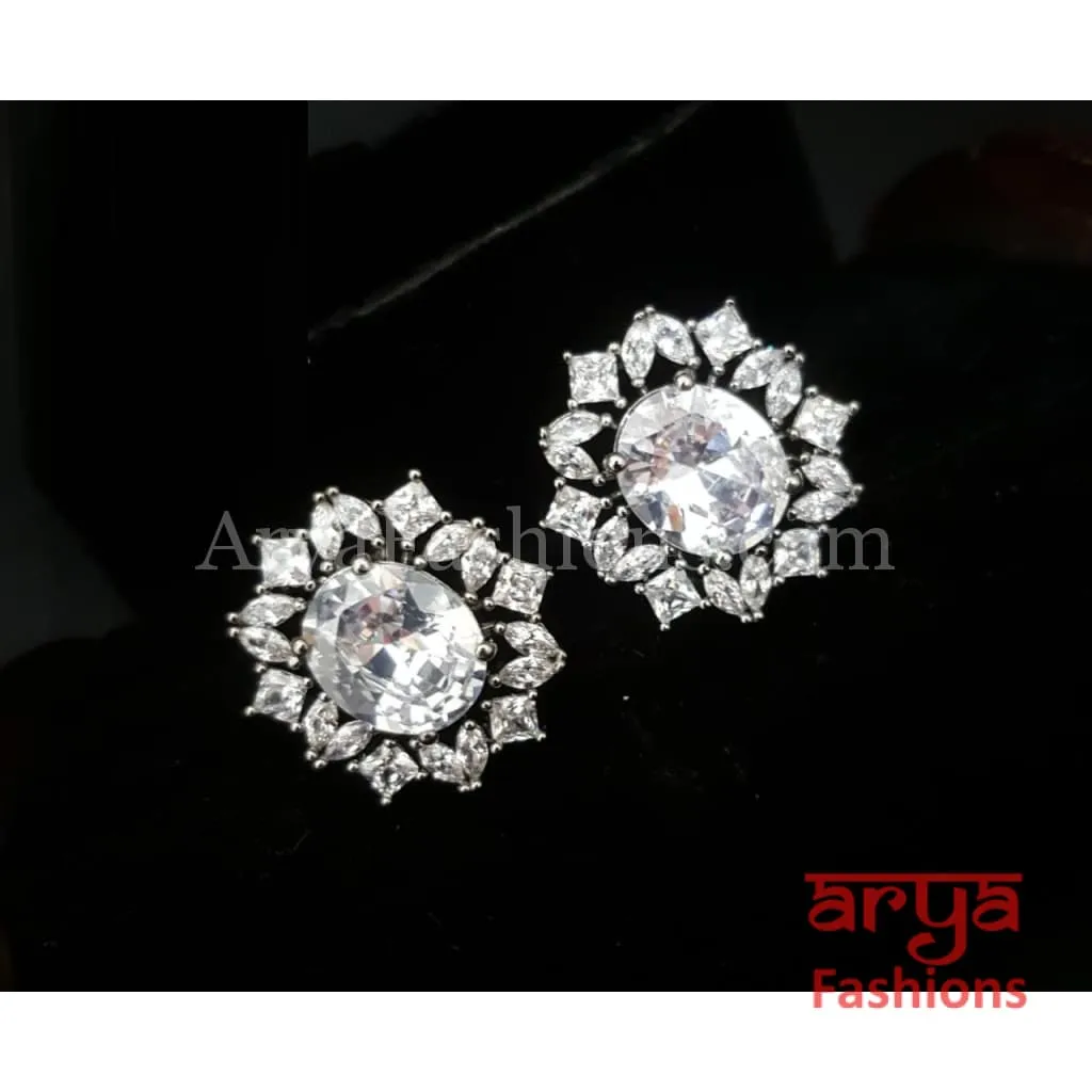 Eshani CZ Black Victorian Studs