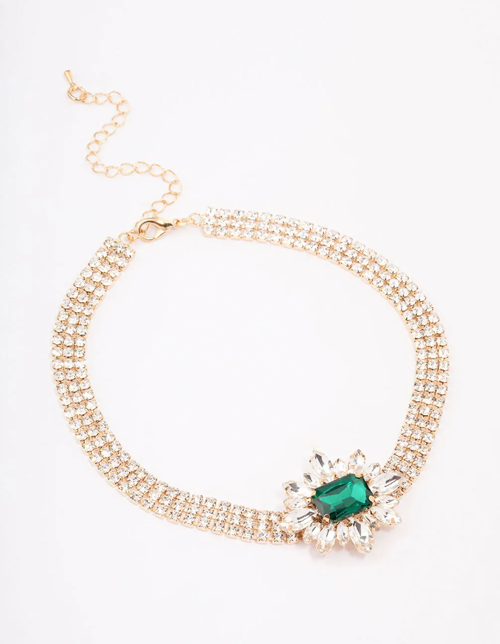 Gold Cupchain Emerald Choker