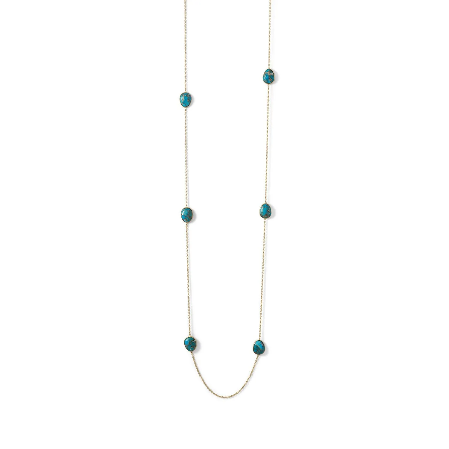 Gold Plated Turquoise Stone Endless Necklace
