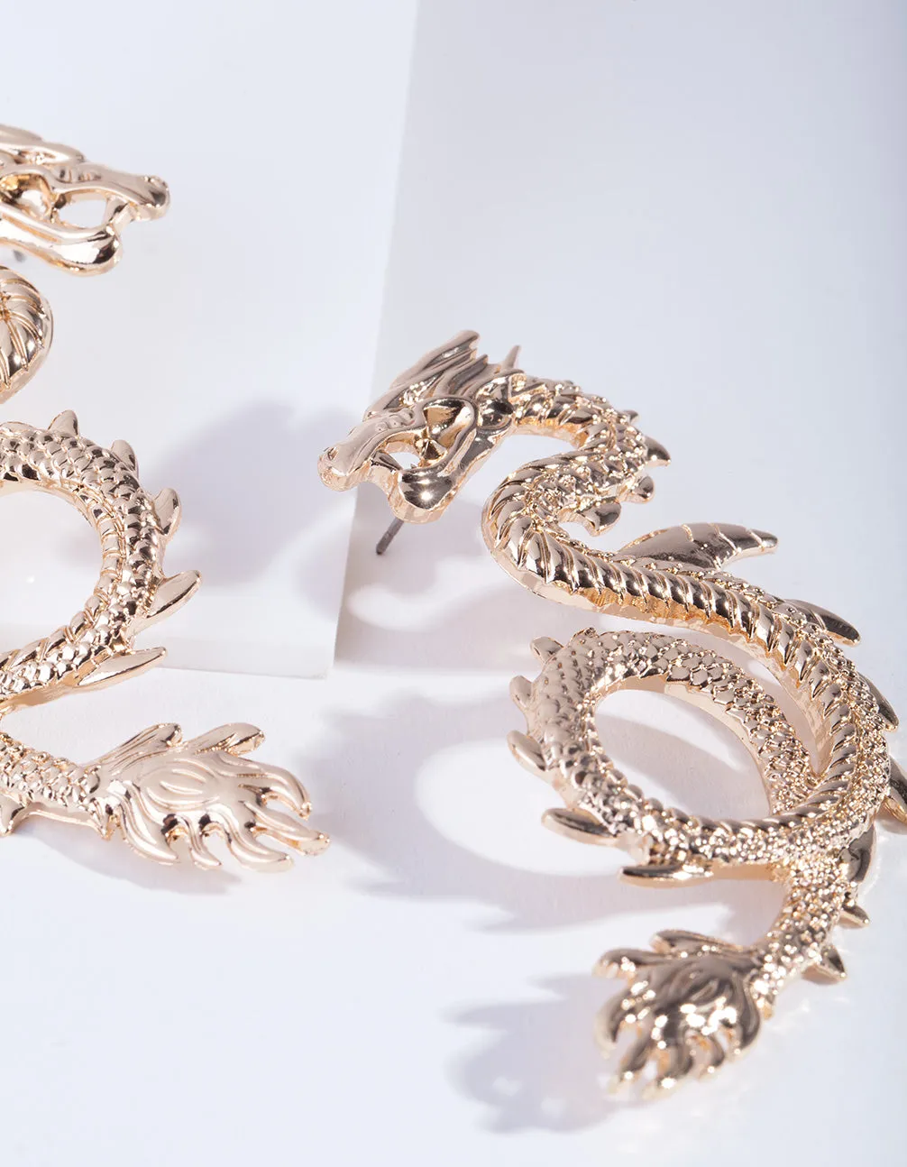 Gold Spiked Dragon Earrings