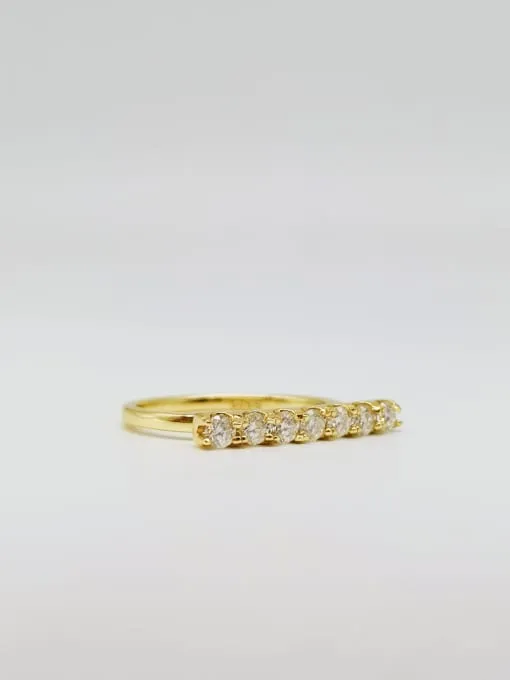 Golden Diamond CZ KESLEY 14k Gold Plated .925 Sterling Silver Bar Ring