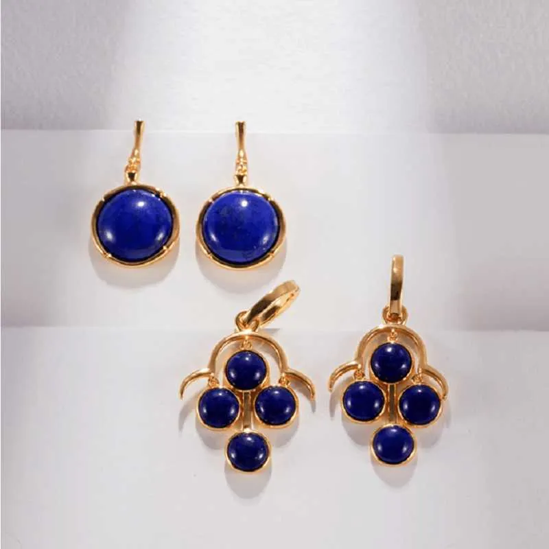 Grape Lapis Lazuli Earrings -Gold Plating