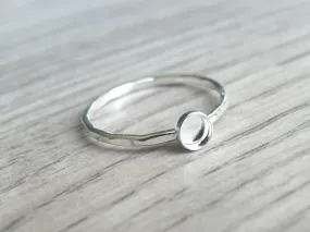Hammered Ring Blank Round Bezel Cup Setting 3mm, 4mm, 5mm, 6mm