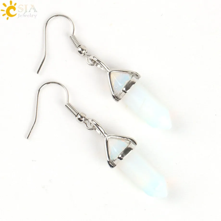 Hexagonal Reiki Natural Stone Crystal Earrings