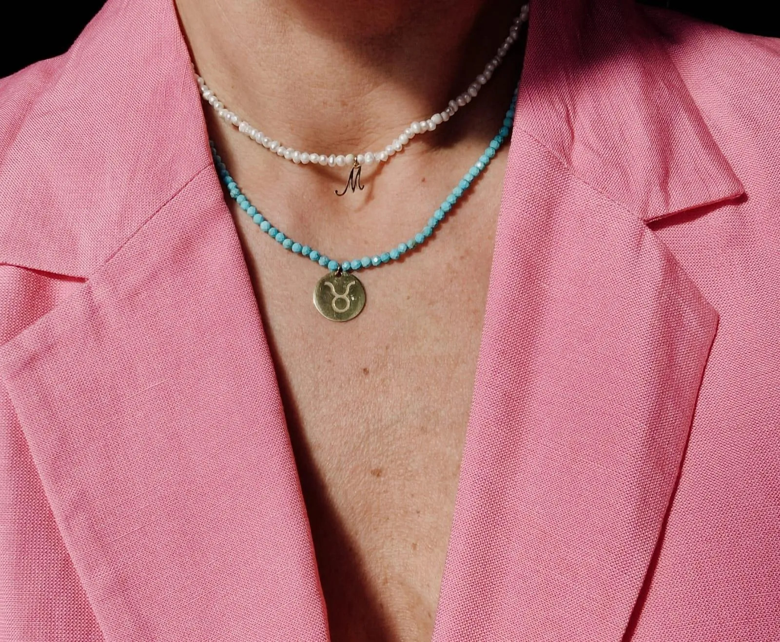 Initial Turquoise Gemstone Necklace