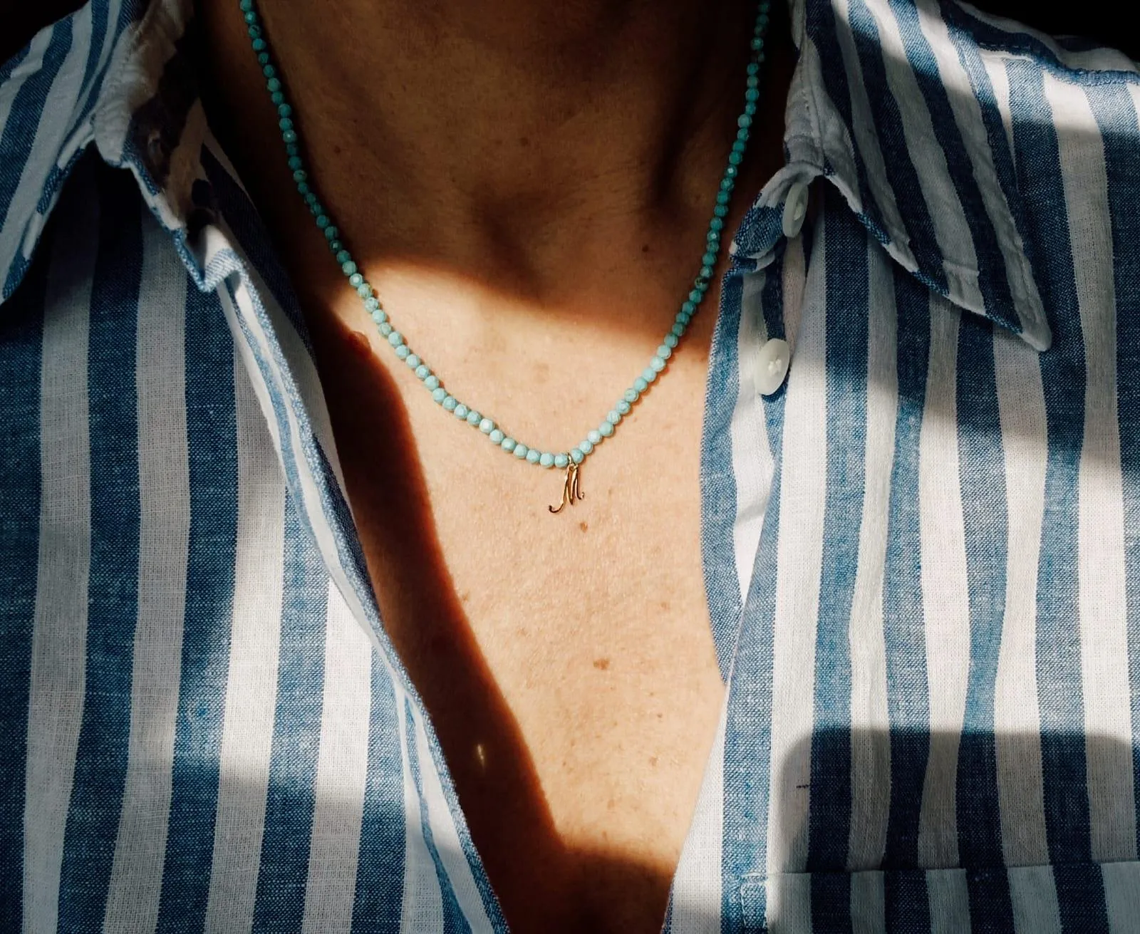 Initial Turquoise Gemstone Necklace